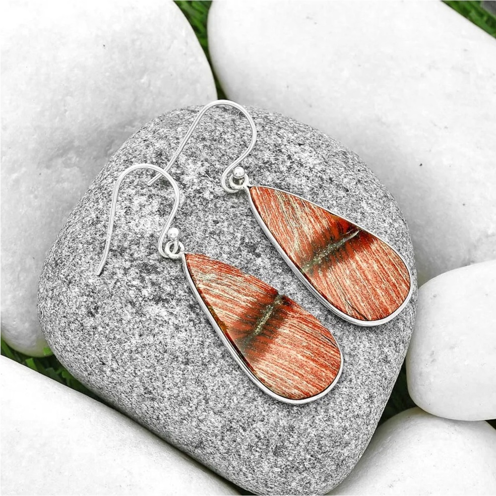 Snake skin Jasper earrings - Picture 5 of 6
